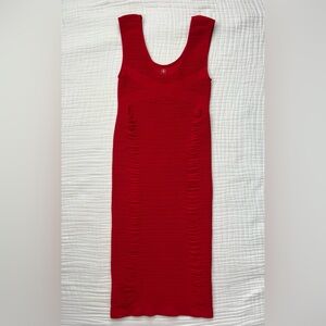 Aura red bodycon ribbed/shirred dress -Size S/M